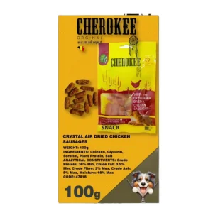 سوسیس مرغ خشک شده با هوای کریستال وزن: 100 گرم مواد تشکیل دهنده: مرغ، گلیسیرین، سوربیتول، پروتئین گیاهی، نمک ترکیبات تحلیلی: پروتئین خام: 36% حداقل، چربی خام: 0.5% حداقل، فیبر خام: حداکثر 3%، خاکستر خام: حداکثر 5%، حداکثر رطوبت: 18% محصول کشور بلژیک
